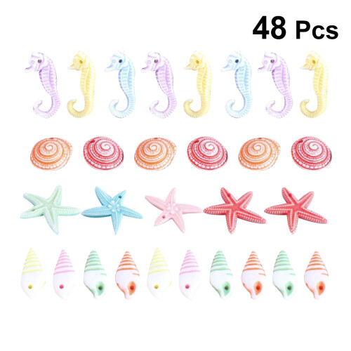 Set di mini ornamenti marini in resina – 48 pezzi 2