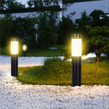 2Pcs Solar-Powered Outdoor Bollard Light for Waterproof Landscape Lighting