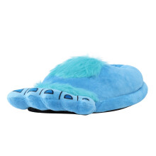 Novelty Big Toe Cartoon Fuzzy Slippers, None Slip Funny-Blue