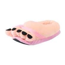Novelty Big Toe Cartoon Fuzzy Slippers, None Slip Funny-Pink