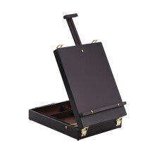 Solid Beech Wood Portable Easel Desktop-Dark wood color