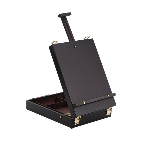 Solid Beech Wood Portable Easel Desktop-Dark wood color