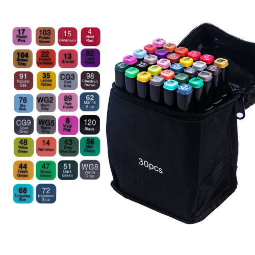 Portable Art Markers Set for Creativity Double Tip-30 colors