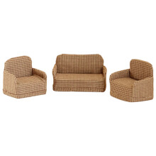 Miniature Sofa Model Figurine for 1/12 Doll House Scene-coffee