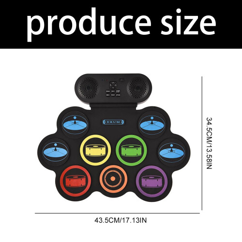 Waterproof Silicone Electronic Drum Easy to Clean Foldable USB 2