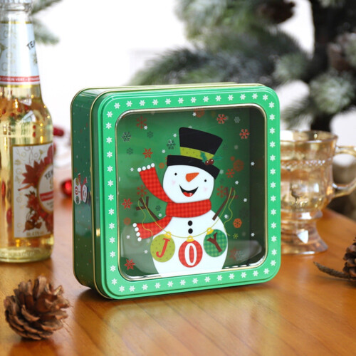 Lata de metal quadrada para guardar biscoitos e doces de Natal. 1