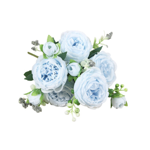 Artificial Silk Peony Bouquet Blue 30x23cm 1