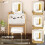 Wood Vanity Table with Mirror, Stool & 3 Drawers, White 4