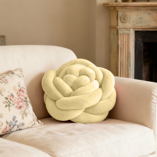 AuroraX Rose-Shaped Yellow Throw Pillow