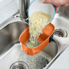 Small Sink Strainer Basket for Vegetables, Pasta & Berries – Orange, Plastic, Easy-Clean, Compatible with FAJHHA