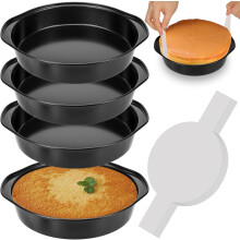 4" Nonstick Smash Cake Pan Set of 3 + 100 Parchment Papers – Compatible with Christmas, Birthday, Layer Cakes & Small Cheesecakes