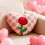 Almofada decorativa bordada com rosas em formato de coração, 35x35cm 1