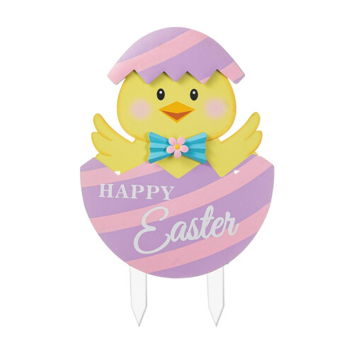 Wooden Easter Bunny & Egg Ground Insert Decoration
