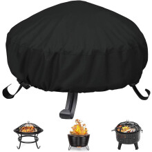 Housse ronde pour foyer extérieur 34 pouces, coupe-vent et imperméable