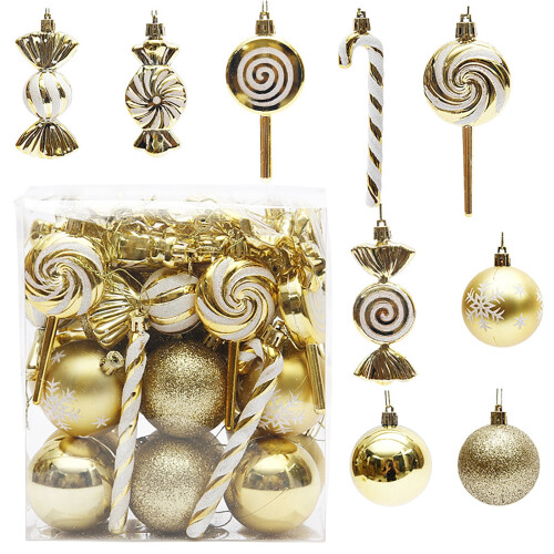 36-Piece Candy-Themed Christmas Ornaments Set