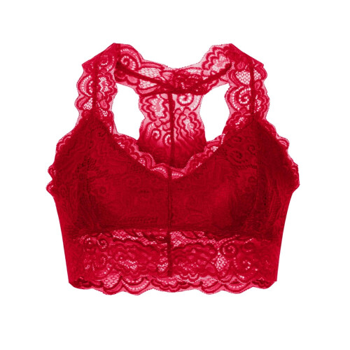 Women's Lace V-Neck Bra – Plus Size, Soft Support,