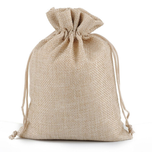 Beige Leinen-Bonbontüte 10x8cm (15er-Packung)