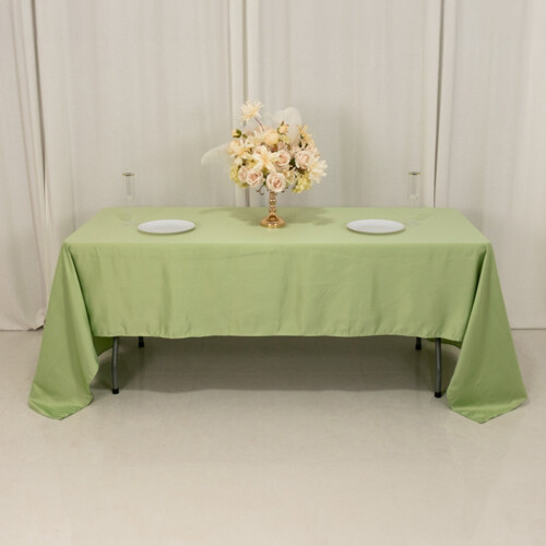 Sage Green Lamour Satin Rectangular Tablecloth 60 x 126 in