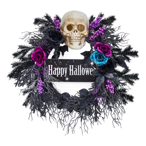 22 Inch Halloween Wreath with 20 LED Lights