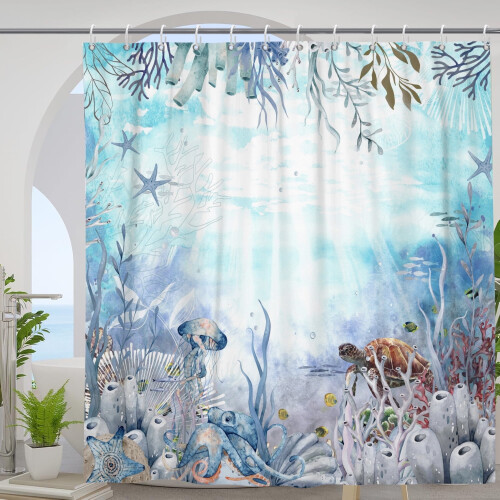 Sea Turtle Shower Curtain 70x70 Inch Polyester