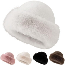 Women's Faux Fur Bucket Hat with Ear Flaps, One Size