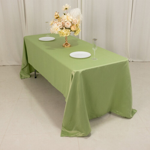 Sage Green Lamour Satin Rectangular Tablecloth 60 x 126 in 1