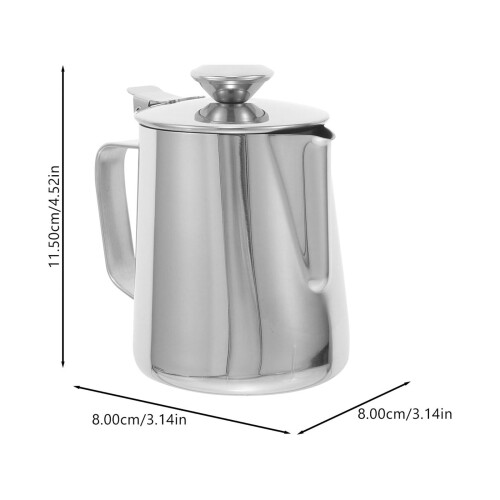 Metal Coffee Frothing Pitcher with Lid 12 oz 1