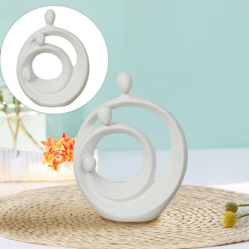 White Ceramic Couple Statue – Abstract Love Sculpture, 1