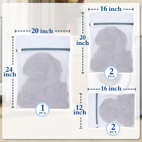 Kraftiga tvättpåsar i bikakemönster, 5-pack 1