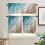 Kitchen Curtains Set Ombre Brown Teal Abstract Beach Design 2