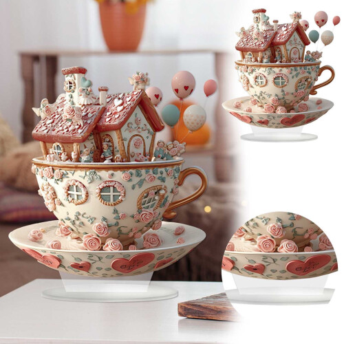 Akryl tekopp ornament rosa 1 stk 1