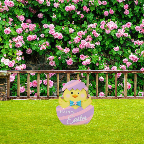 Wooden Easter Bunny & Egg Ground Insert Decoration 1