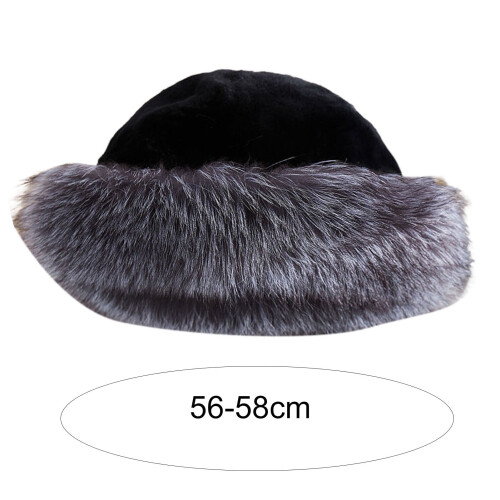 Harmtty Plush Fisherman Cap Solid White Faux Mink Fur 2