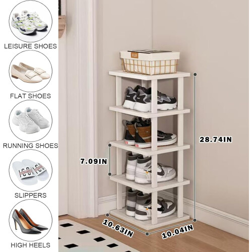 Sapateira vertical de bambu com 17 níveis e design compacto. 1