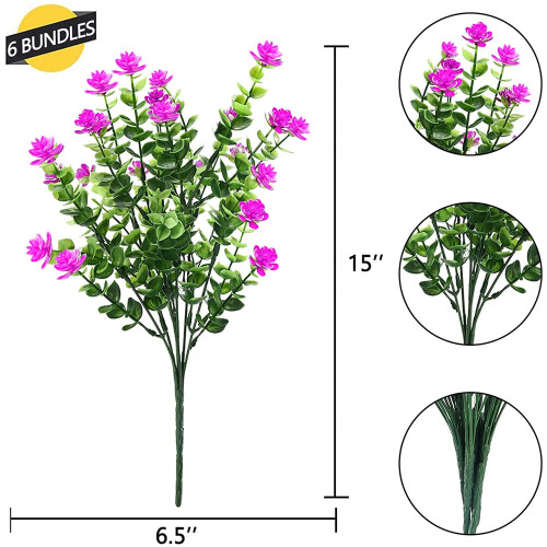 6 Pack Artificial Boxwood Shrubs, 15" Tall Faux Greenery 1