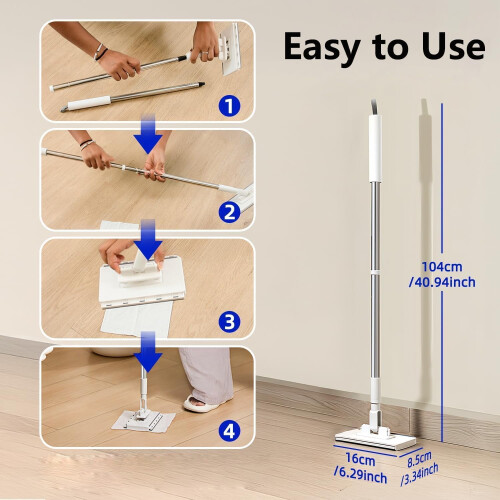 Snap & Grip Mini Mop Zero-Touch Droog en Nat Gebruik 90 cm 1