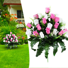 Artificial Rose Bouquets for Cemetery, Memorial & Wedding Decor – Compatible with Outdoor/Indoor Use