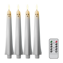 4PC Flameless Ghost Taper Candles (110.79"), Remote-Controlled, for Halloween Indoor Decoration