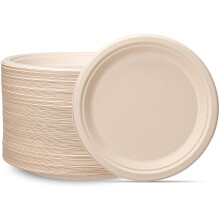 9 Inch Paper Plates Heavy Duty Compostable Plates,125-Pack