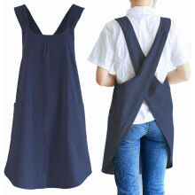 Linen Cross Back Cooking Aprons for Women Men with Pockets Cute for Baking Kitchen