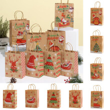 Sacolas de presente de Natal em papel kraft com alças (24 unidades, 5,9 x