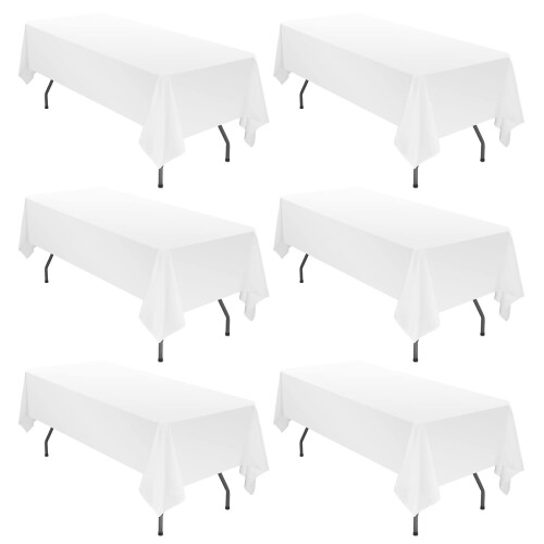 Witte polyester tafelkleden 60x102 inch (6 stuks)