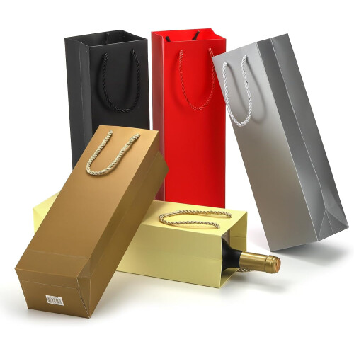 Pacote com 32 Sacolas de Presente para Vinho – Papelão Resistente com Alças 1