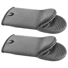 Mini Oven Mitts Set, Non-Slip Silicone Strips, Heat Resistant to 500F, Lightweight Cotton, 13.07"x6.1", 2-Piece with No-Marks Hooks – Compatible