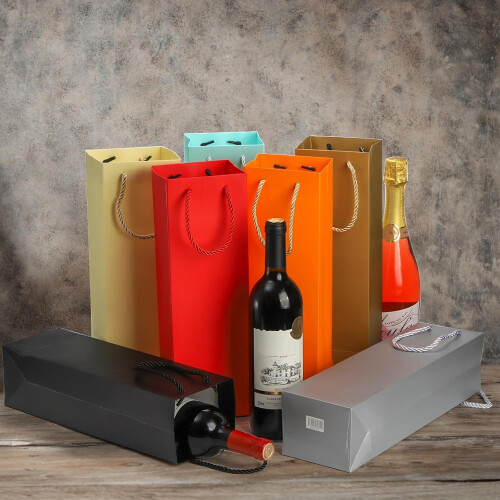 Pacote com 32 Sacolas de Presente para Vinho – Papelão Resistente com Alças 2