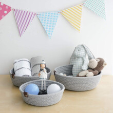 Storage Basket Three Piece Set Rope Material, for Household Dirty Clothes Toys Items