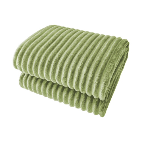 Fleece Throw Blanket Green Striped Microfiber 50x60 Inches 1