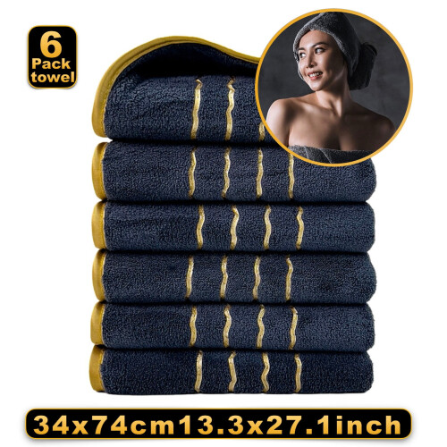 Serviettes de bain en coton absorbant à séchage rapide, ensemble de 6 pièces