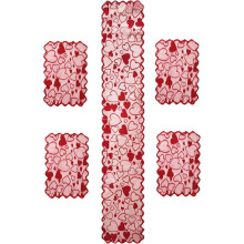 Valentine's Day Lace Table Runner & Placemats Set – Farmhouse Holiday Table Decor for Dining, Wedding, Party (Compatible with Standard Tables)