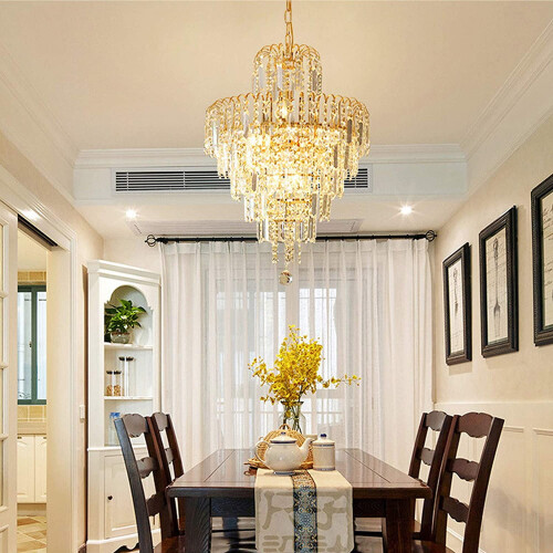 Modern 4-Light Gold Crystal Chandelier 40cm